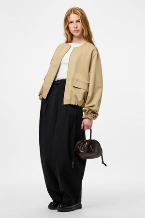 Berit Balloon Bomber Jacket - Travertine