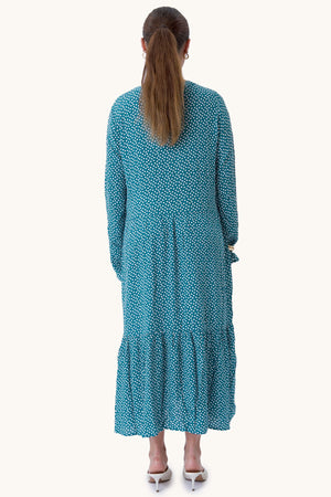 Anna long-sleeved dress - Teal Green