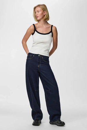 Top con tirantes May - Blanco brillante-Negro