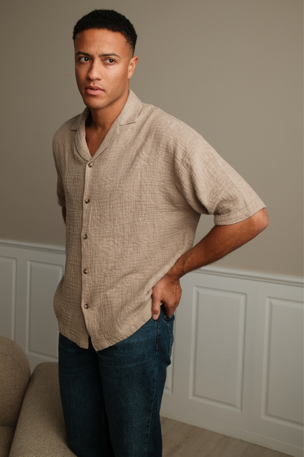 Camisa de manga corta - arena