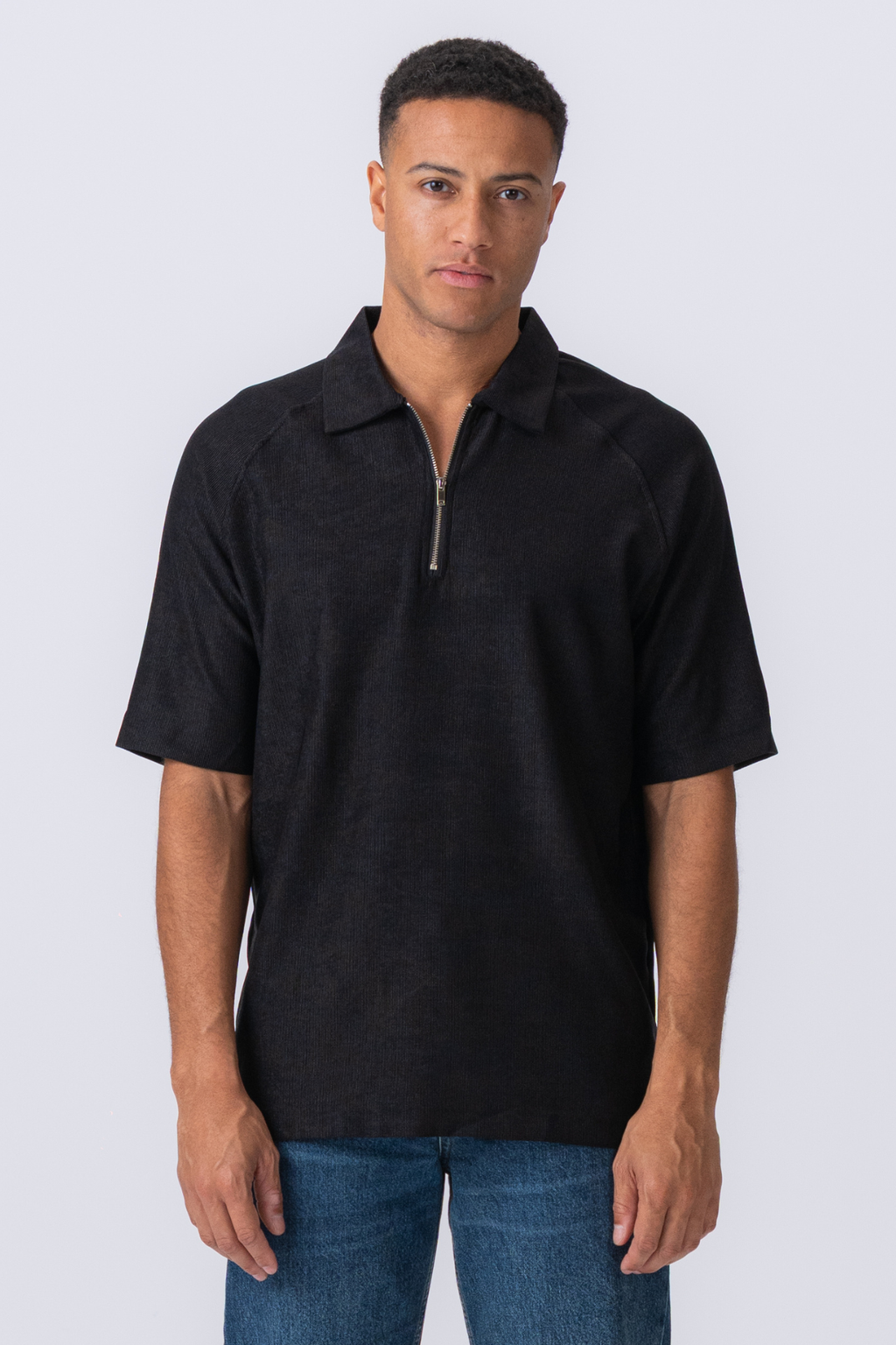 Enzo Manga corta Half Zip - Negro