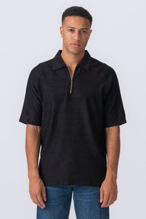 Enzo Manga corta Half Zip - Negro