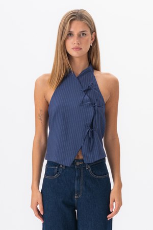 Silva Striped Top - Navy