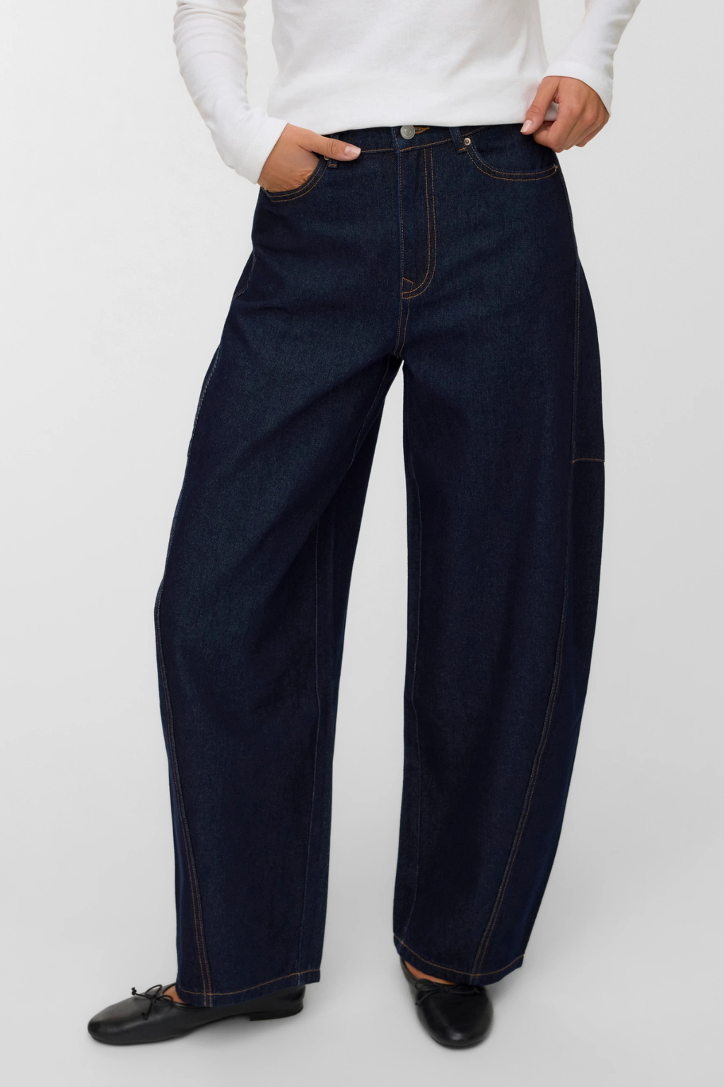 Vaqueros Kaitlin Wide Barrel - Denim azul oscuro