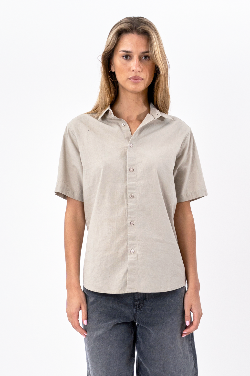 Camisa de lino de manga corta - arena