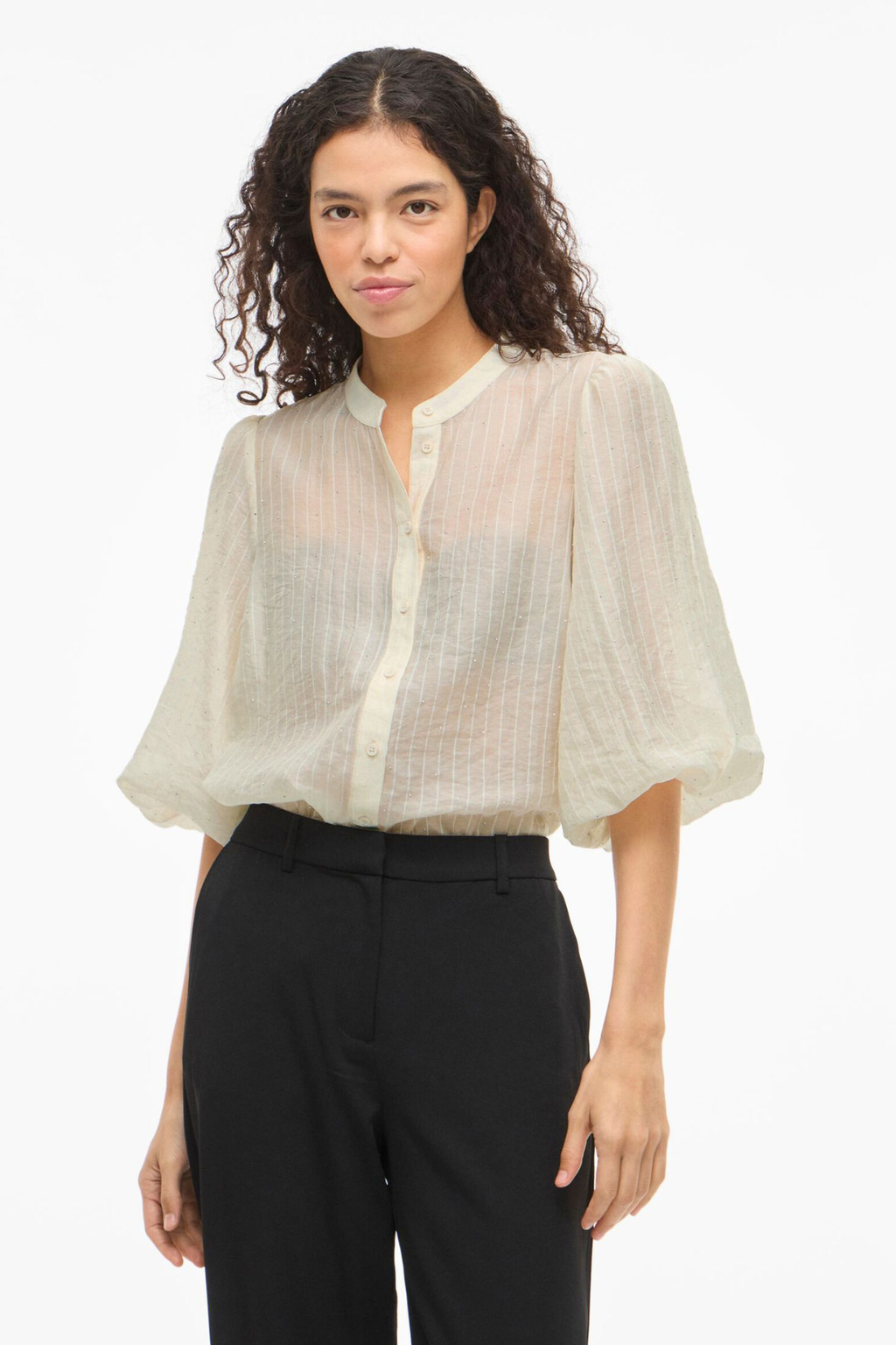 Rhinestone Button Top - Birch