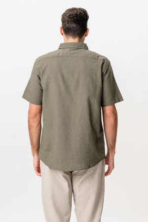 Camisa de lino de manga corta - Ejército