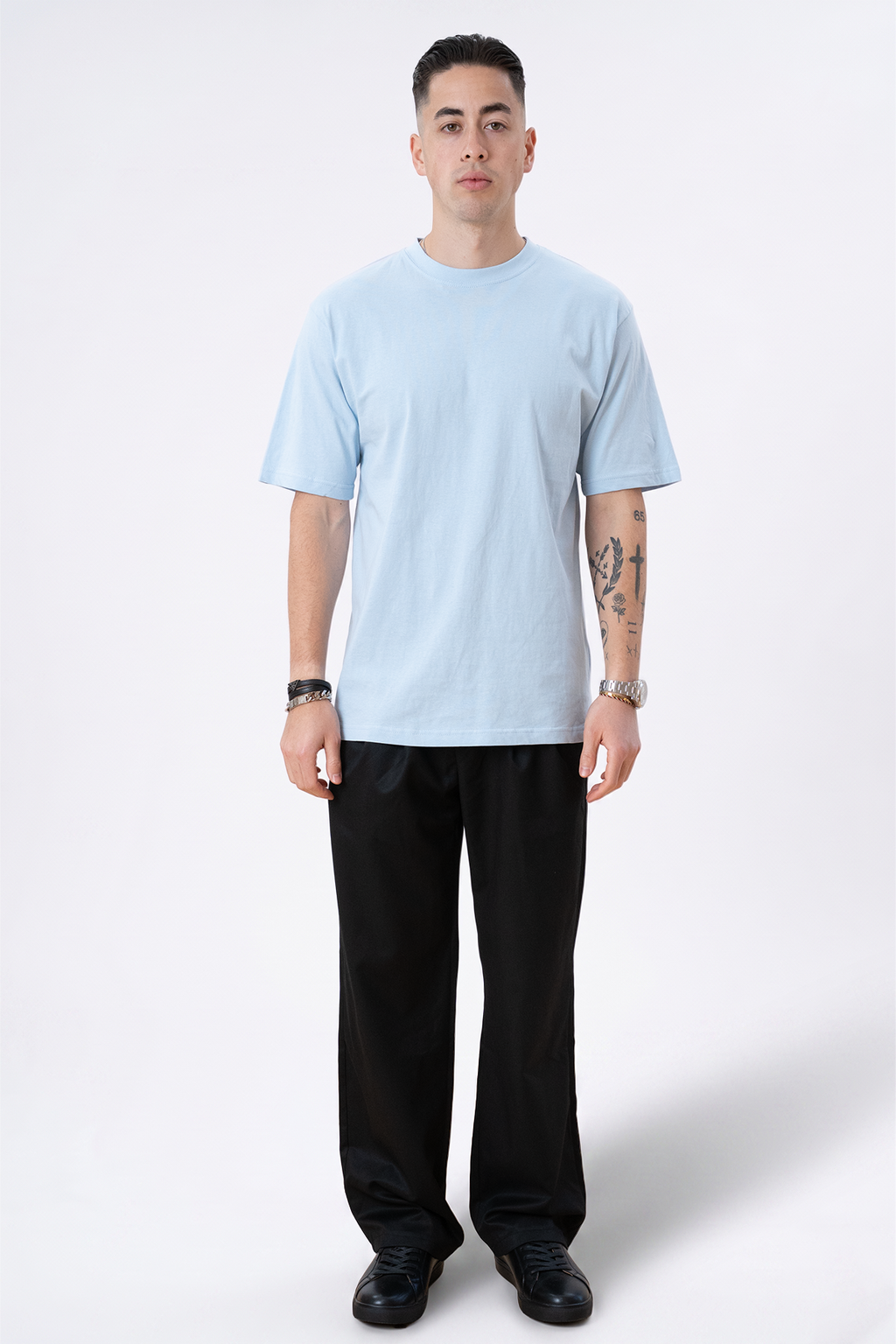 Pesado Oversized Camiseta - Azul en polvo