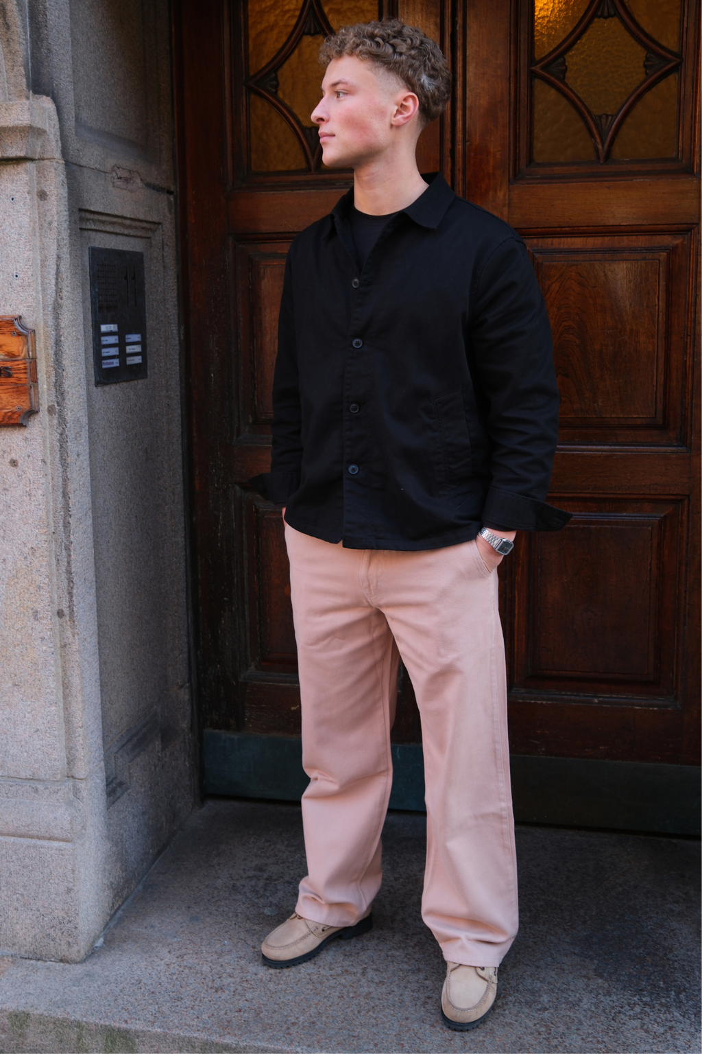 Chino recto de algodón - Beige