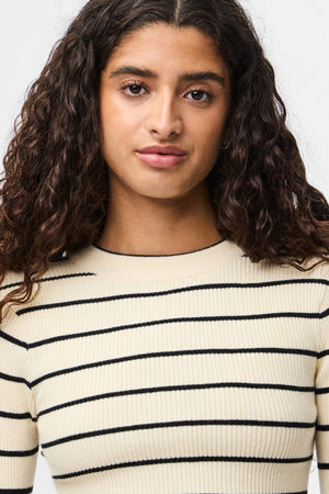 Mira New O-Neck Knit - Birch/Black