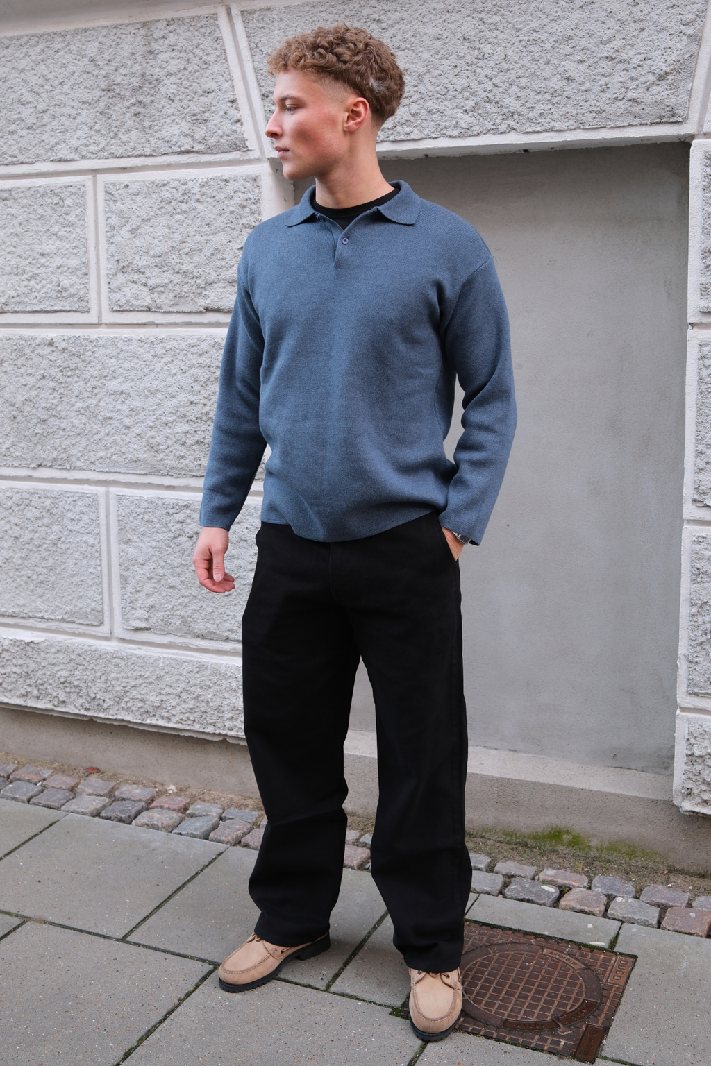 Chinos rectos de algodón - Negro