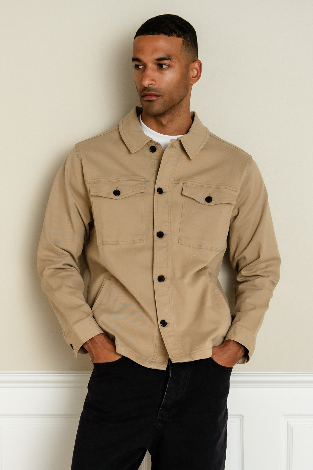 Overshirt de sarga - arena oscura