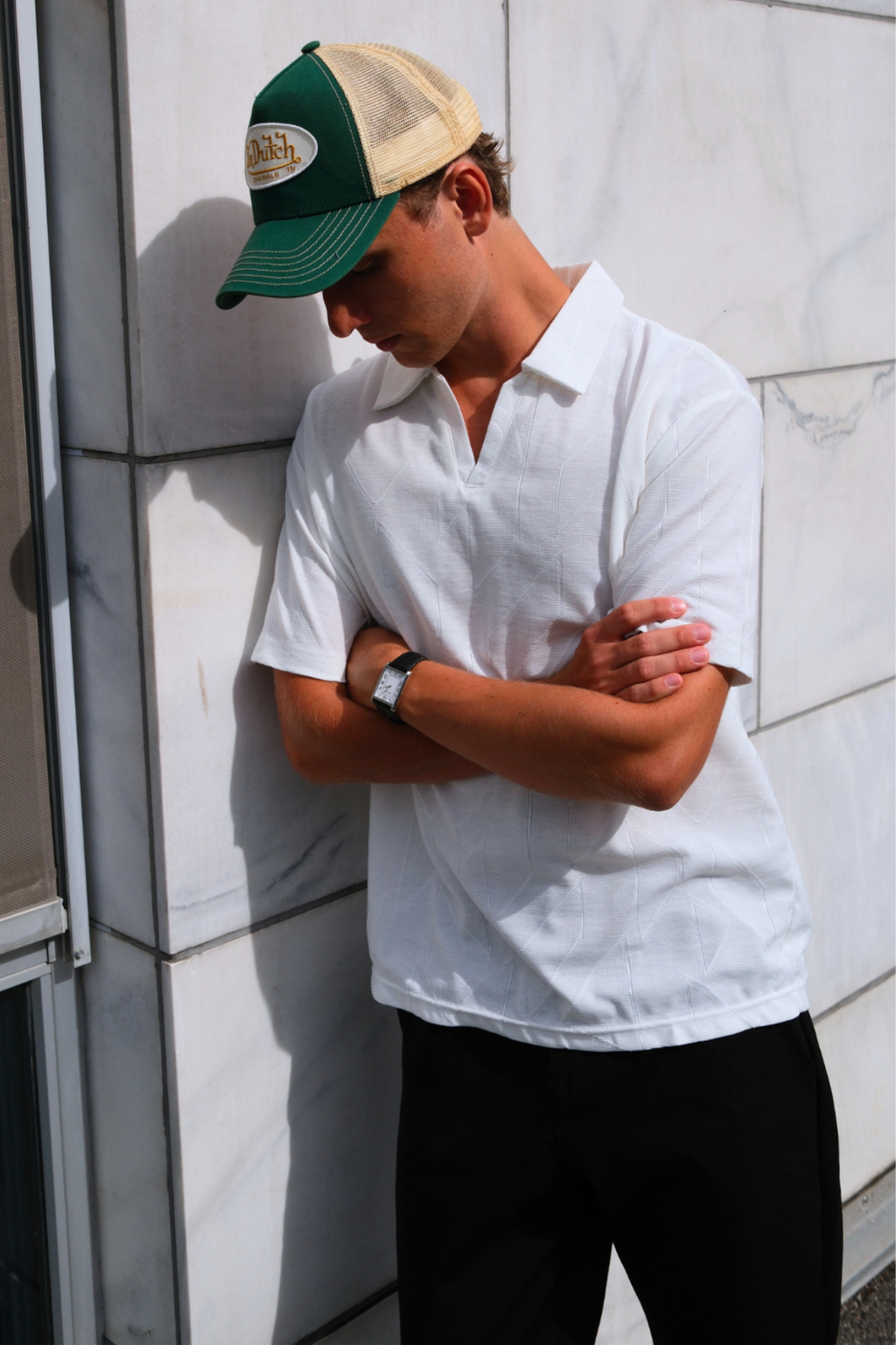 Atlas Textured Polo - White