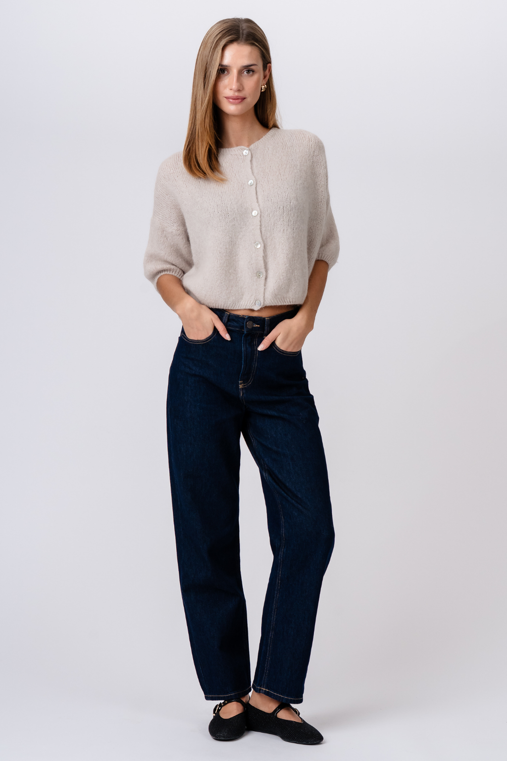 Punto Mary de manga corta - Beige