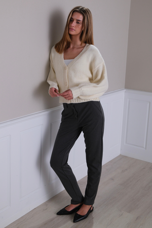 Cárdigan con cuello en V - Crudo