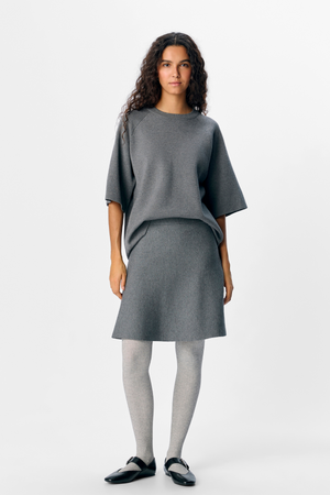 Reynard HW Falda de punto corto - Melange de gris medio