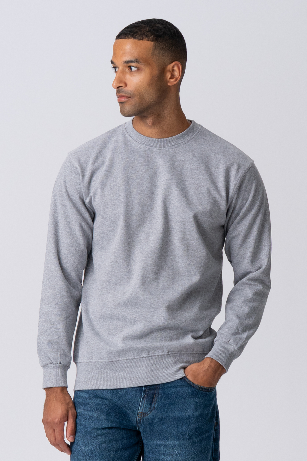 Camiseta esencial con cuello redondo - Gris Melange