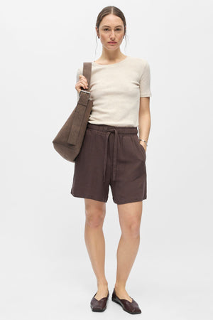 Sanne Wide Shorts - Seal Brown
