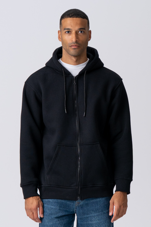 Sudadera con sudadera con cremallera relajada - negro