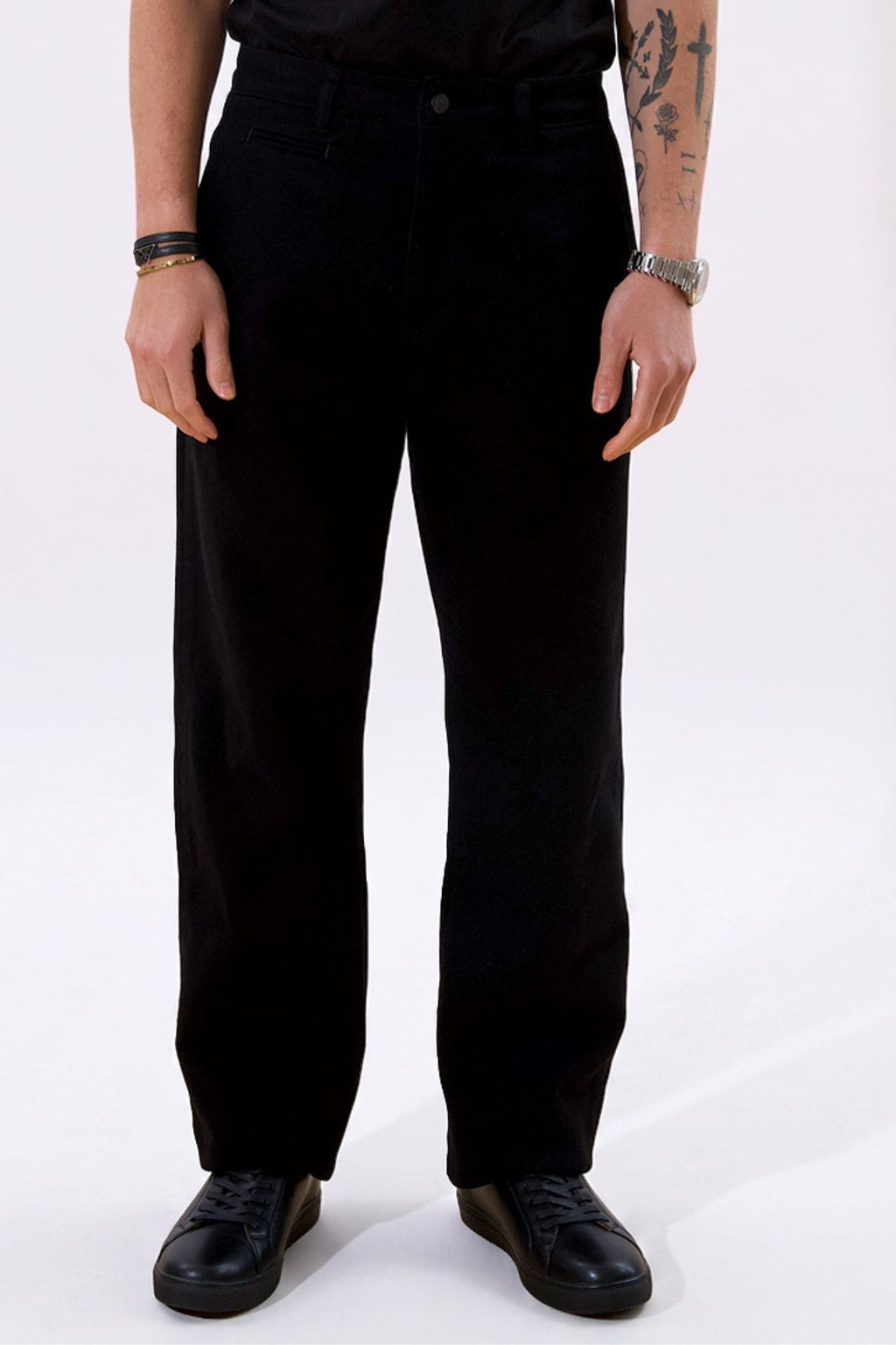 Chinos rectos de algodón - Negro