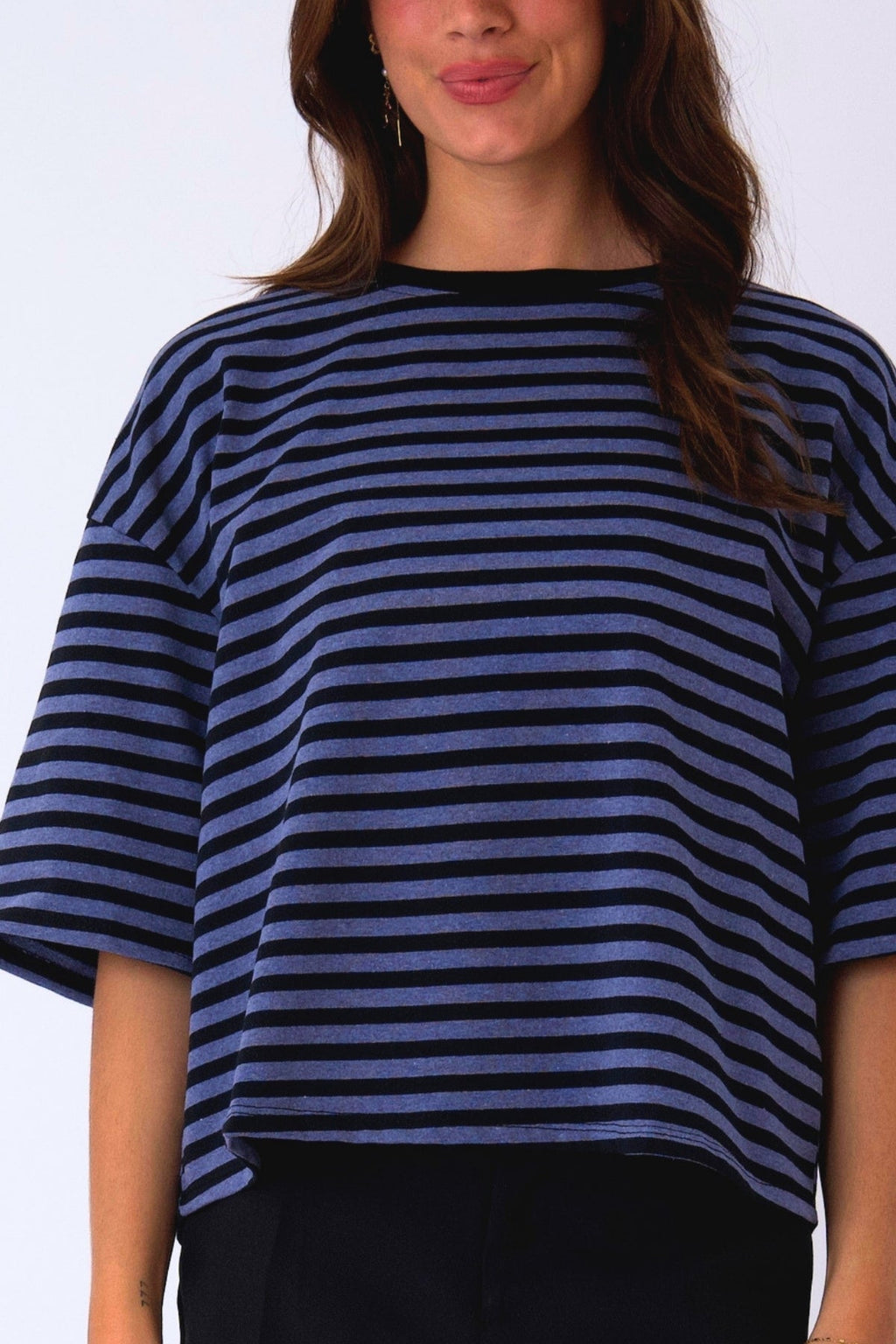 Zoe T-shirt - Black/Denim Blue