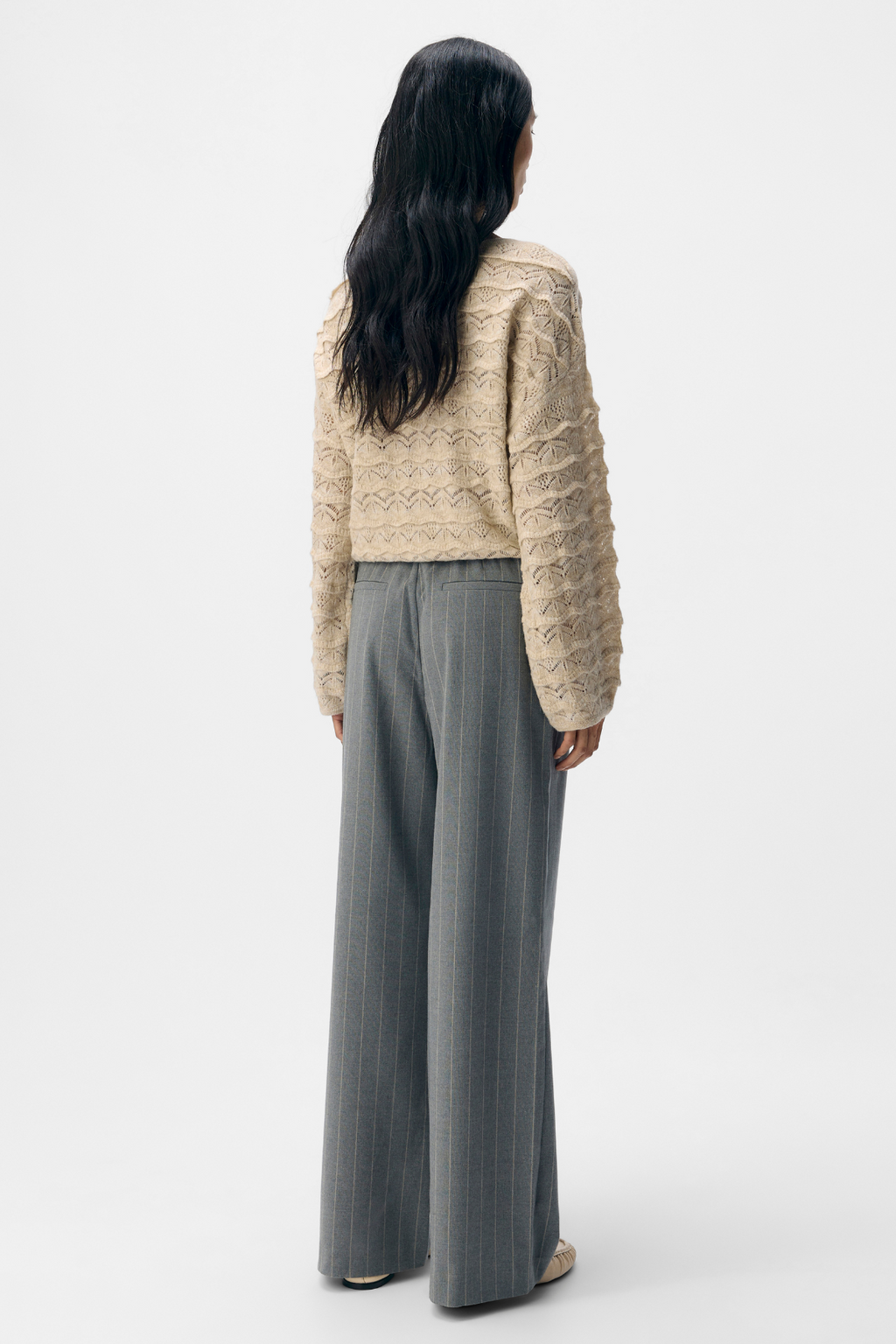 Lisa Wide Pant  AOP - Medium Grey Melange