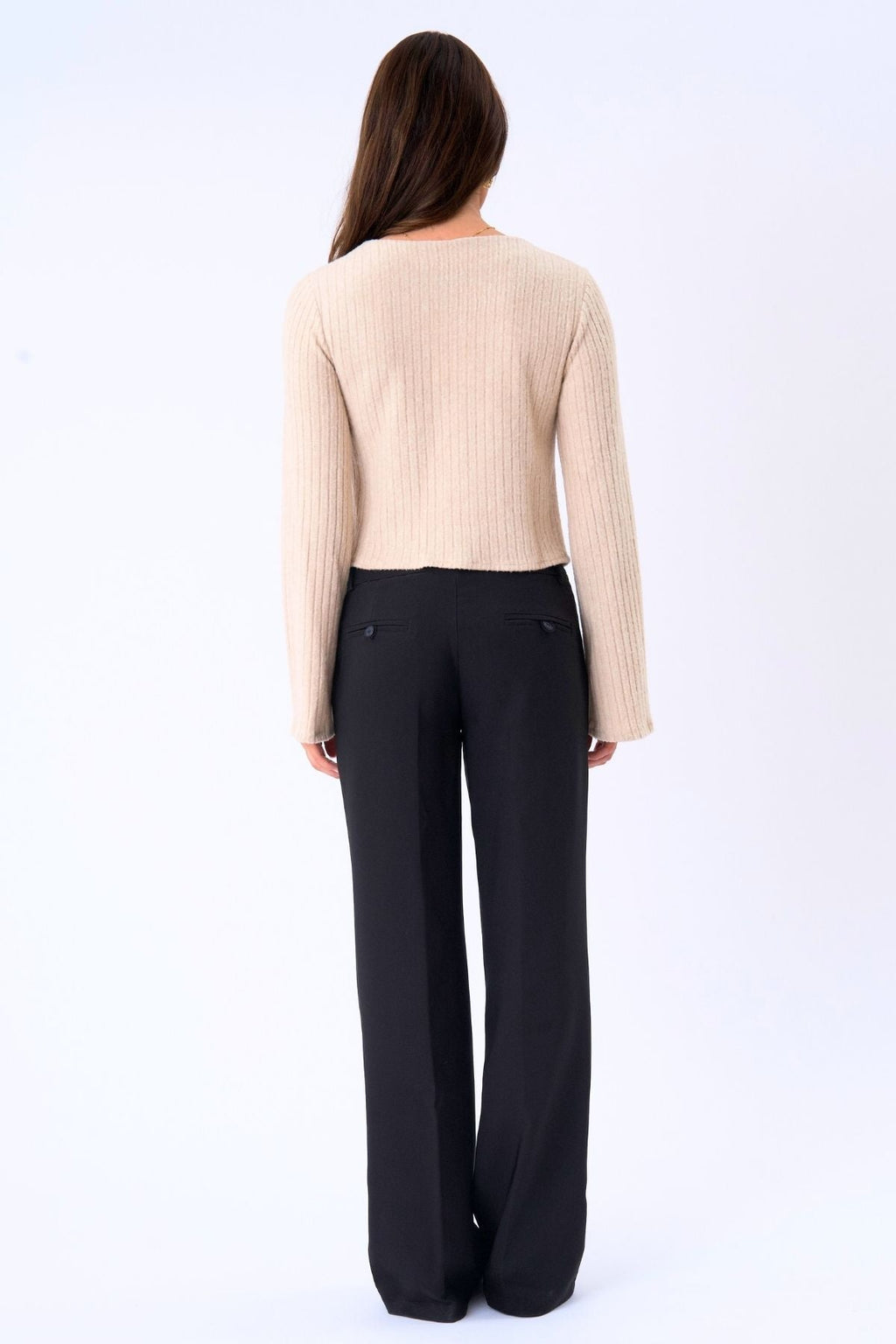 Blusa de punto con lazo Ivy - Beige