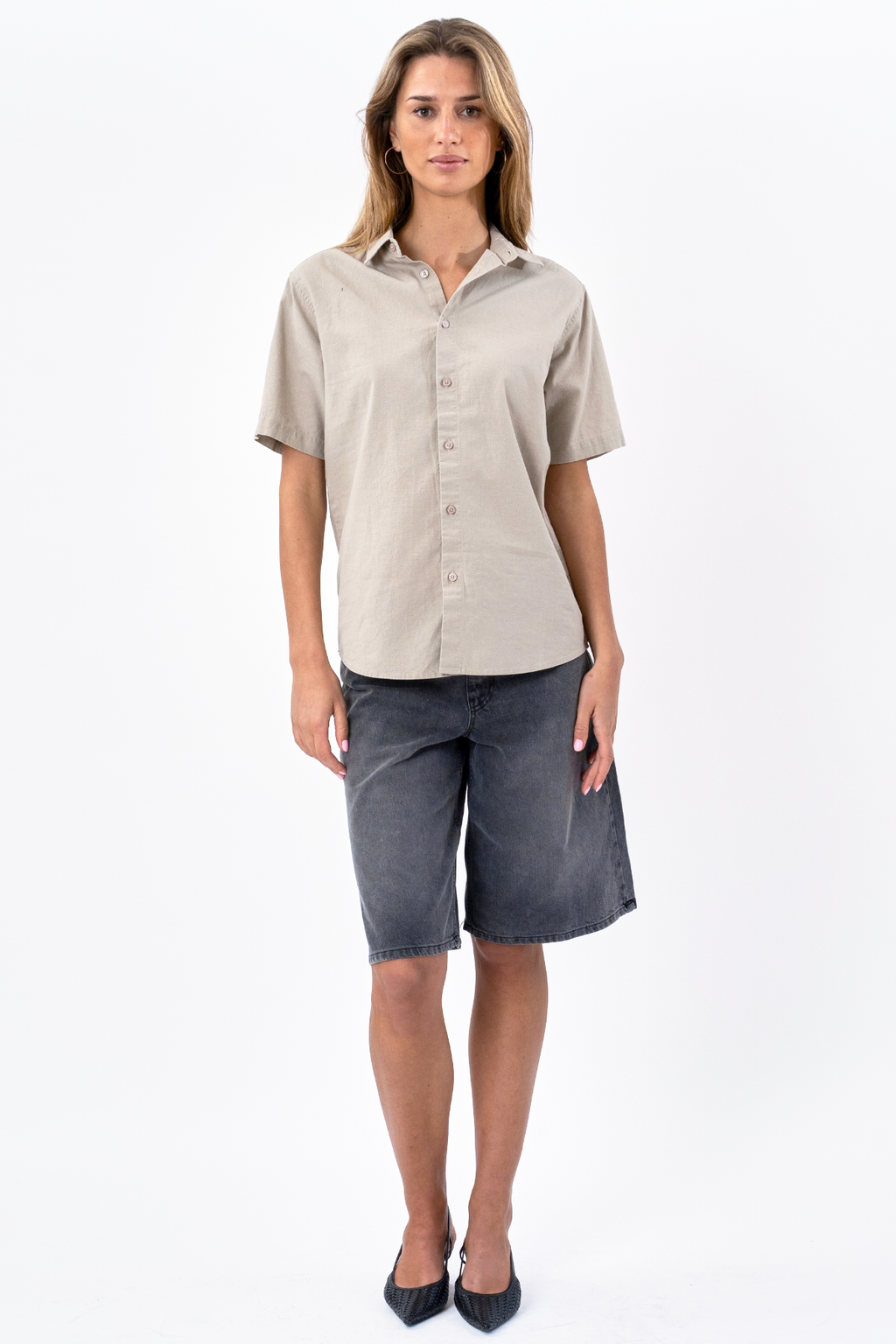 Camisa de lino de manga corta - arena