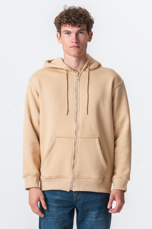 Sudadera con sudadera con cremallera relajada - beige