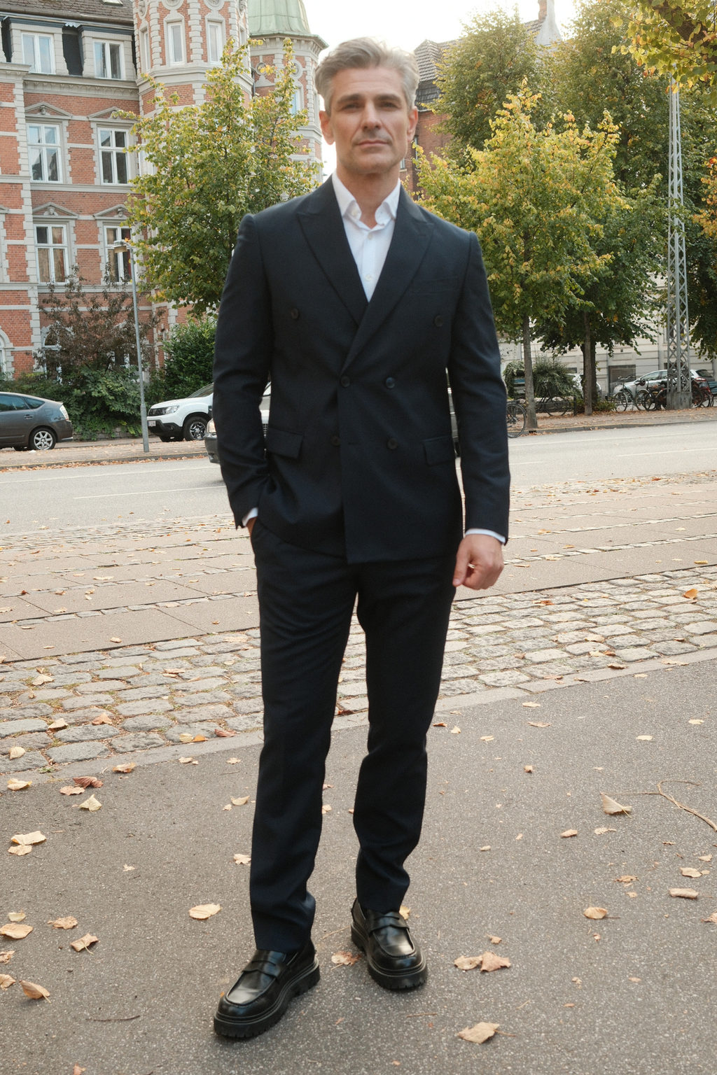 Premium Traje de doble pecho (negro)