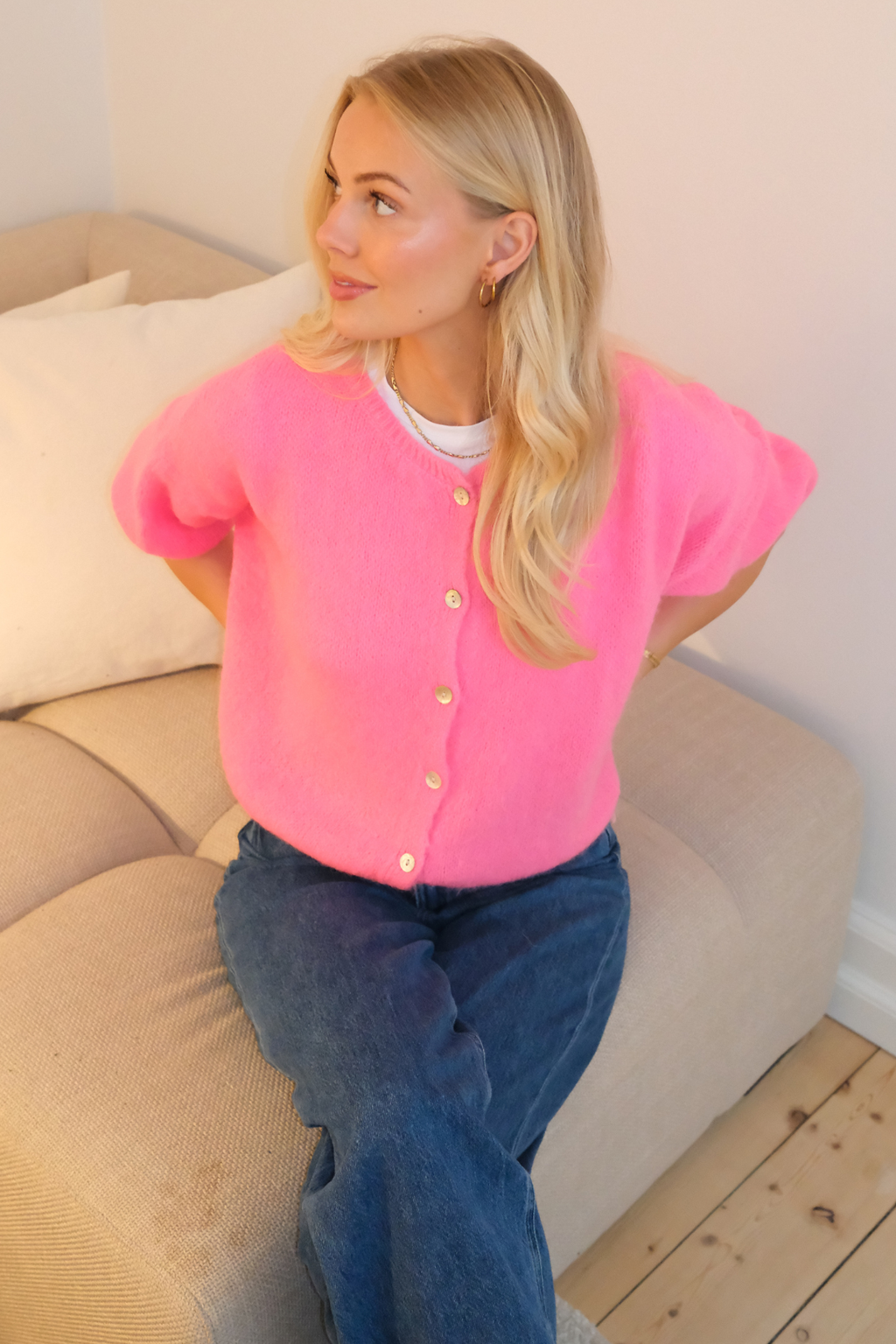 Punto Mary de manga corta - Rosa bebé