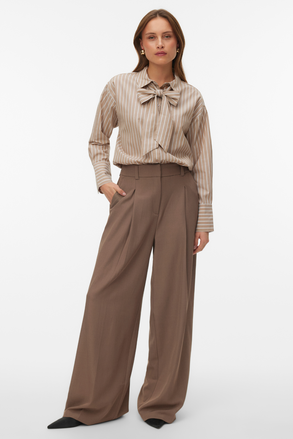 Camisa con lazo Islunn - Visón plateado Blanco nieve