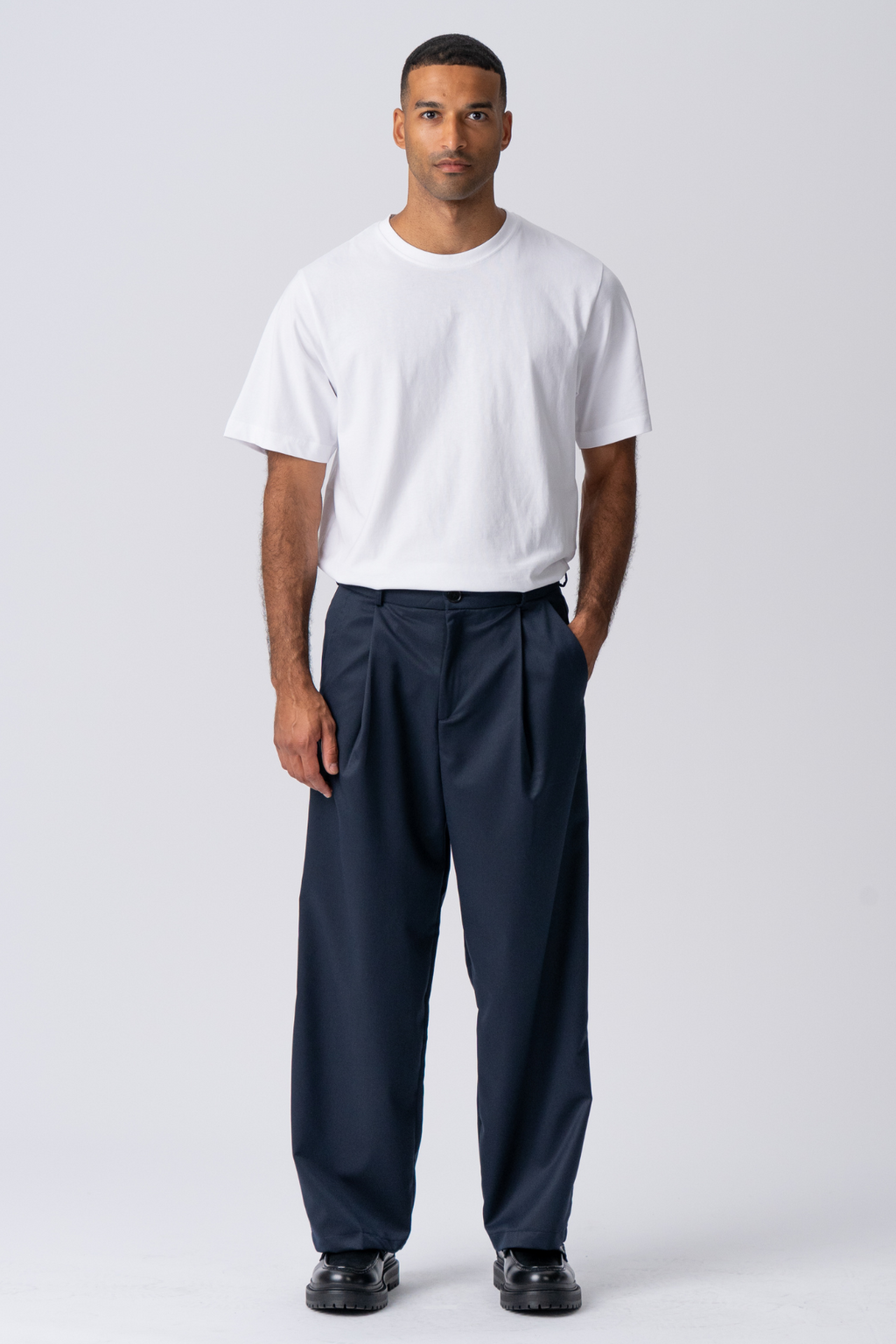 Traje ancho plisado Pants - Marina