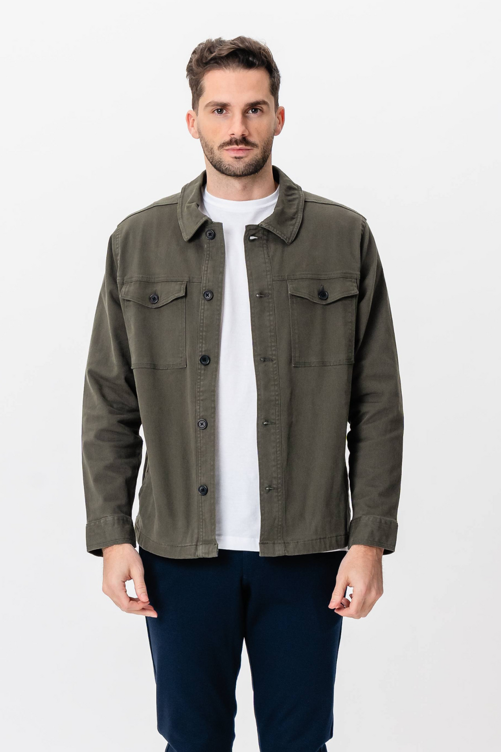 Overshirt de sarga - Oliva oscura