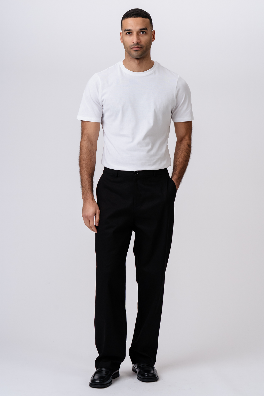 Chinos rectos de algodón - Negro