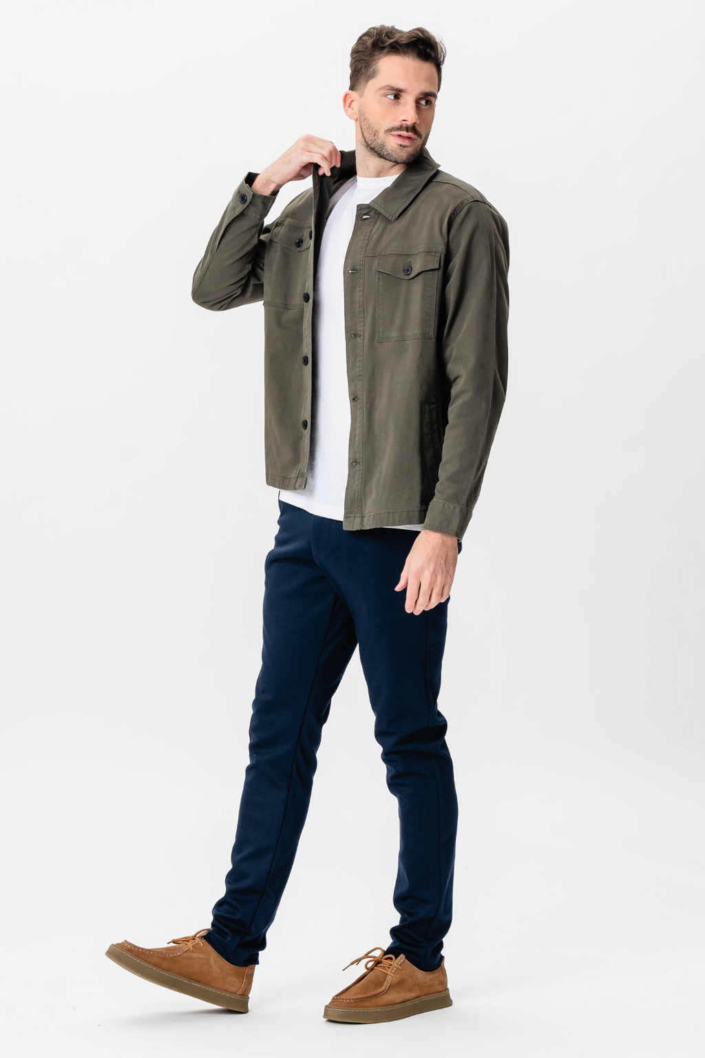 Overshirt de sarga - Oliva oscura