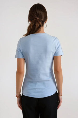 Basic Camiseta apretada - azul claro