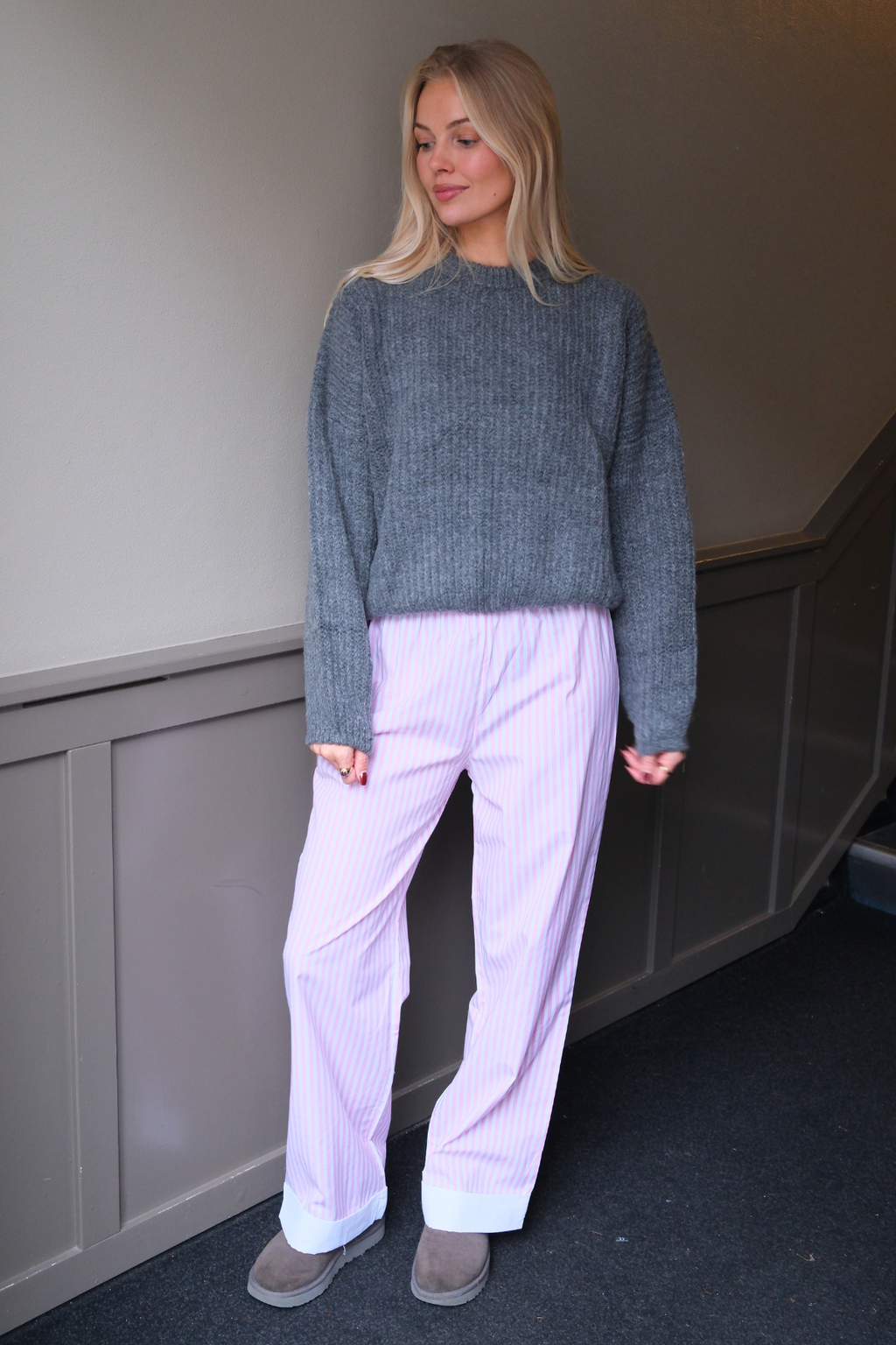 Layla rayado Pants - Rosa