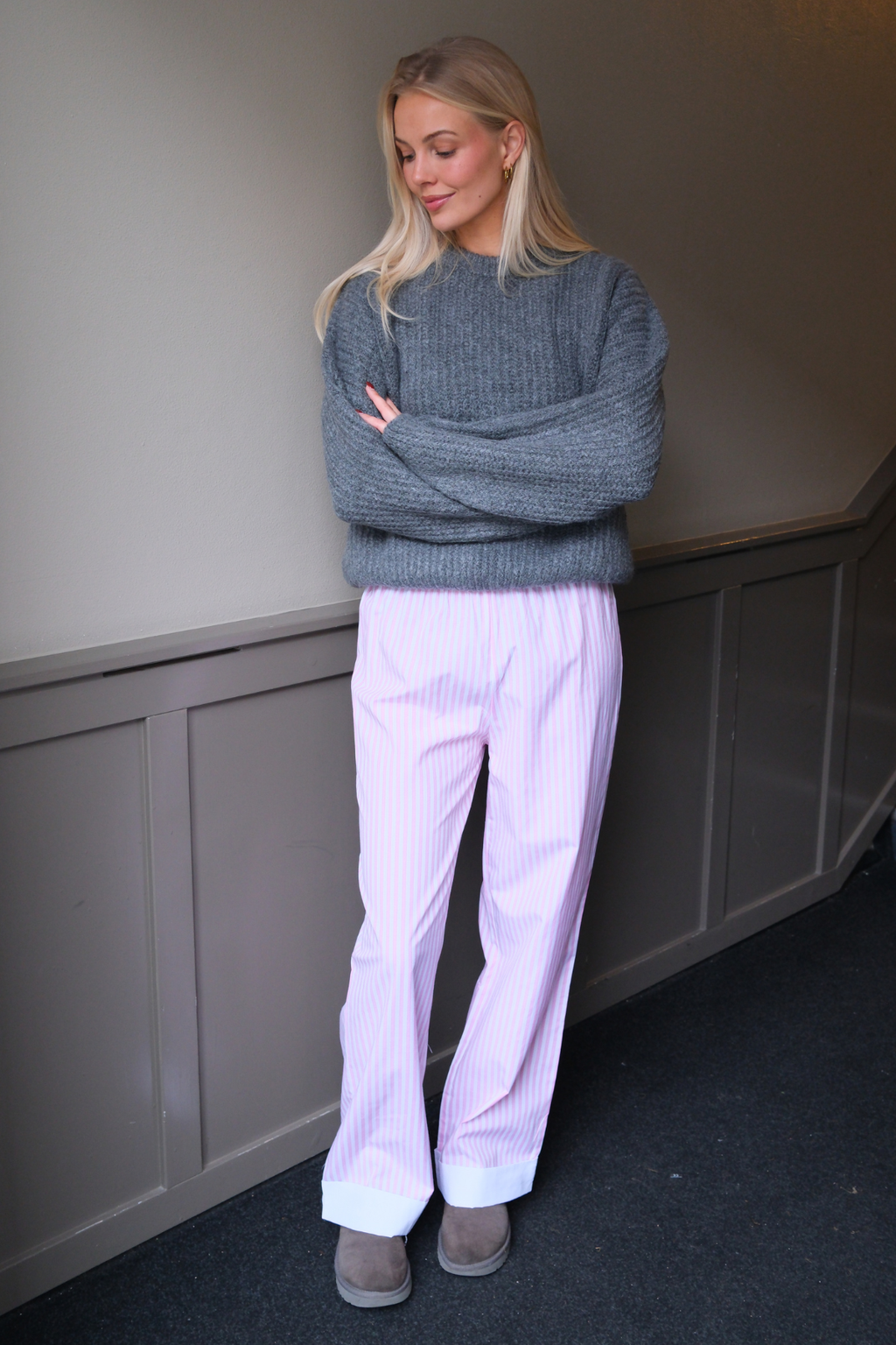 Layla rayado Pants - Rosa