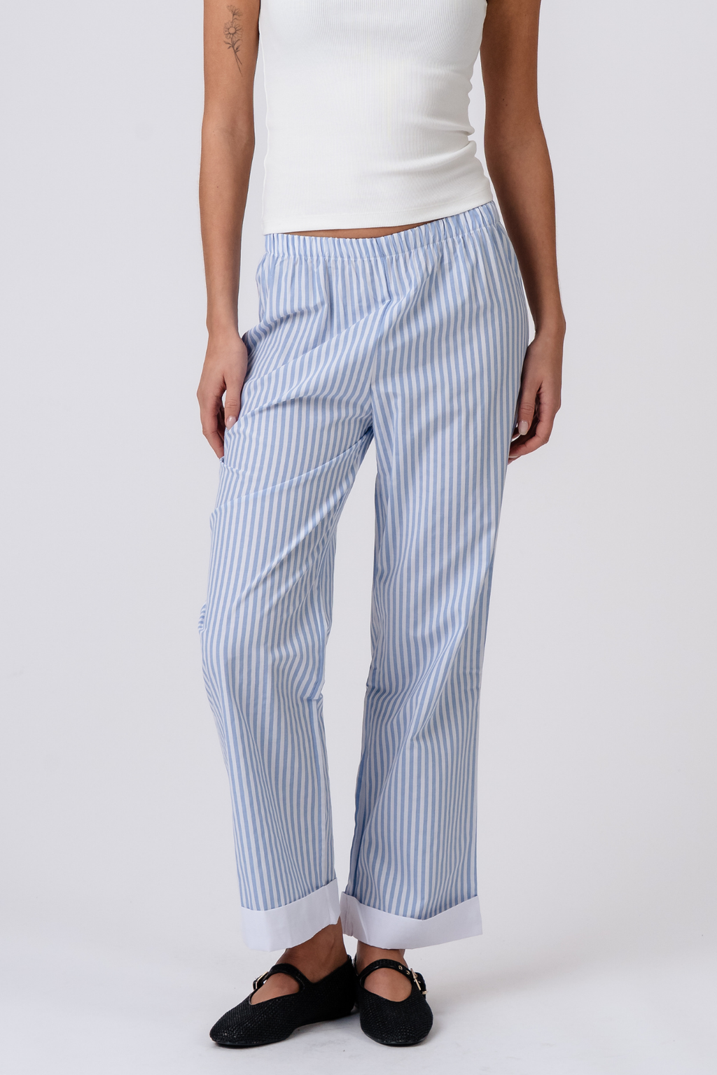 Layla rayado Pants - Azul claro