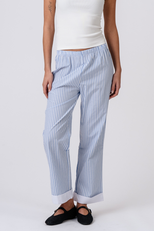 Layla rayado Pants - Azul claro