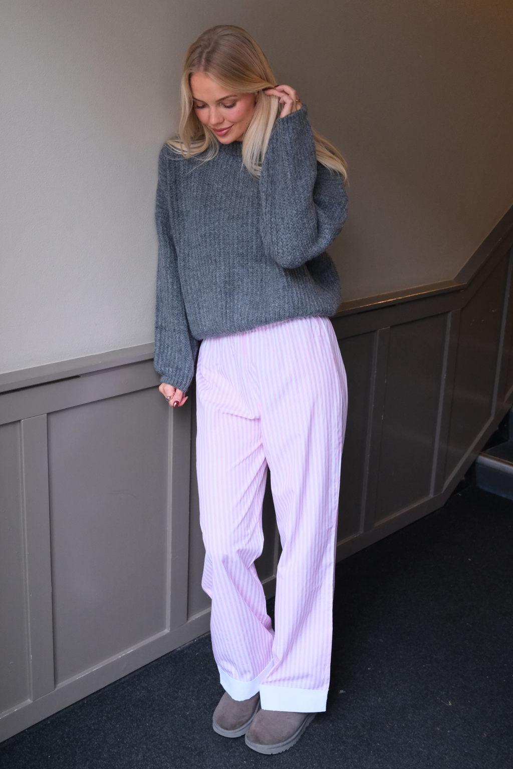 Layla rayado Pants - Rosa