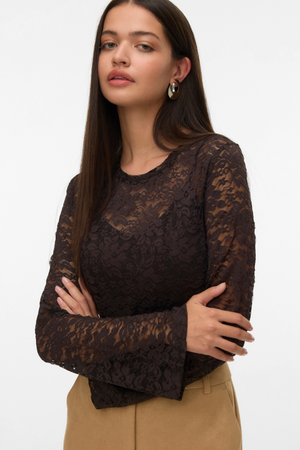 Kanya O -Neck Short Top - Chocolate Torte