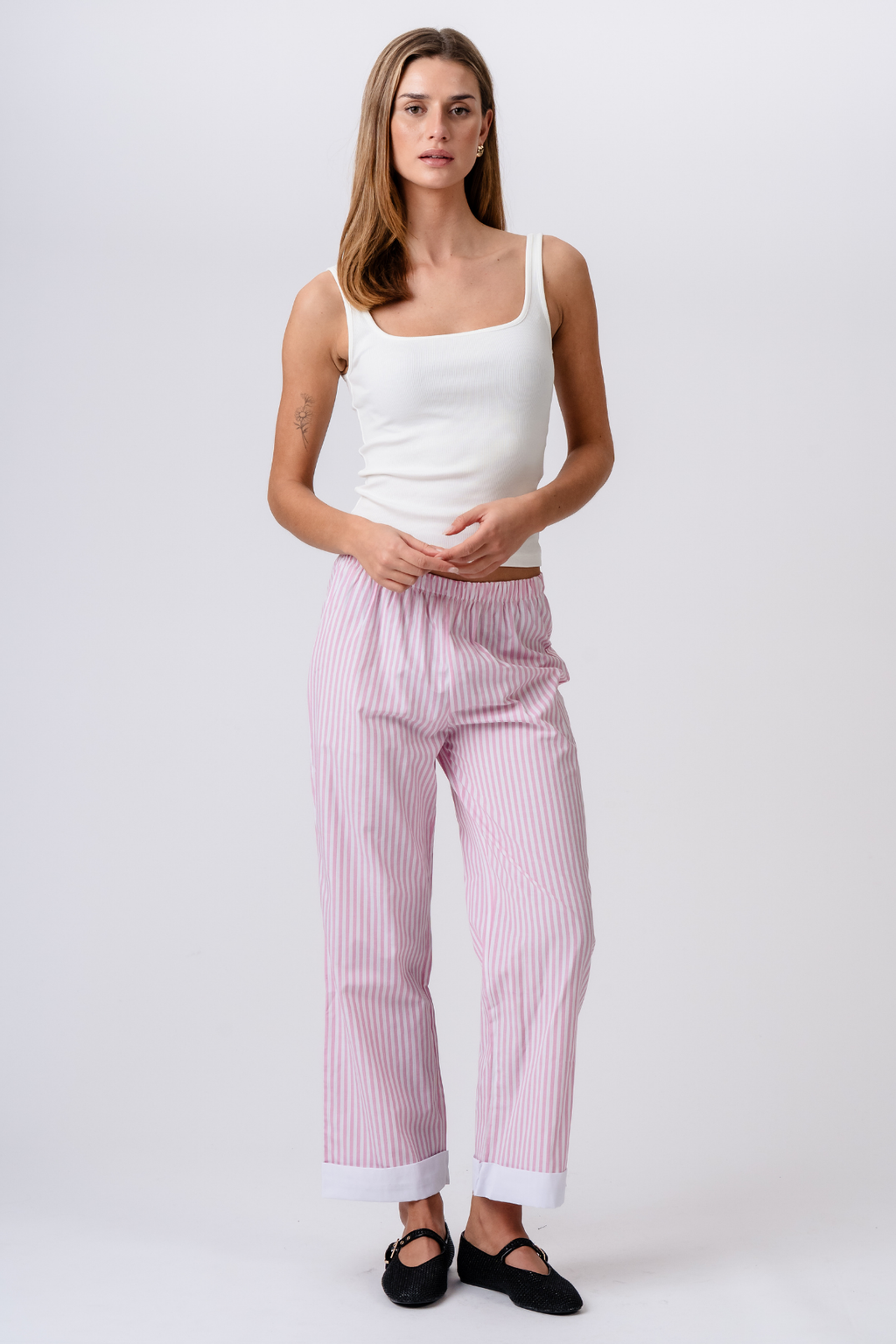 Layla rayado Pants - Rosa