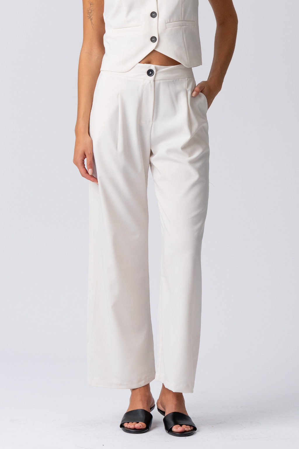 Natalie Pants - Beige ligero