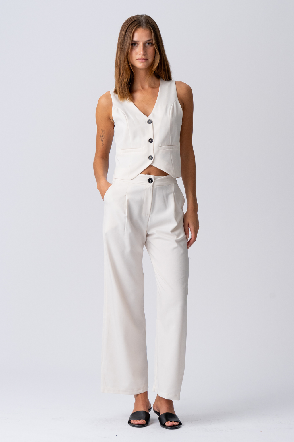Natalie Pants - Beige ligero