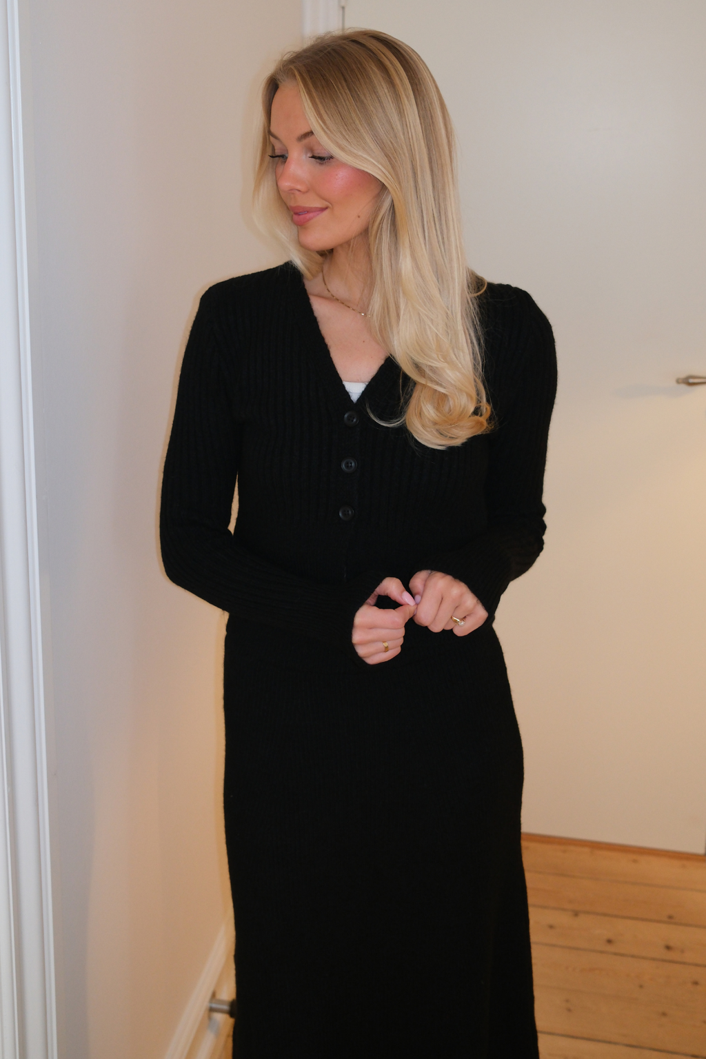 Nova Tie Blouse Knit - Black