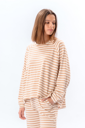 Stripped Long Sleeve Regular Fit - Beige