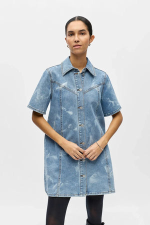 Claudia Short Denim Dress - Light Blue Denim
