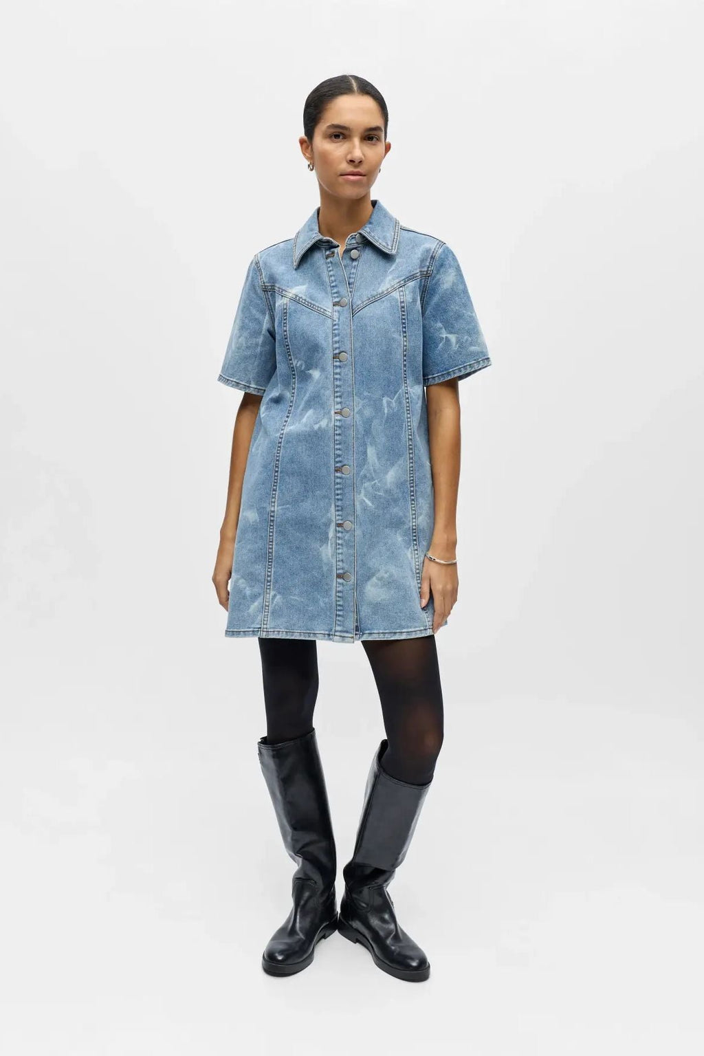 Claudia Short Denim Dress - Light Blue Denim